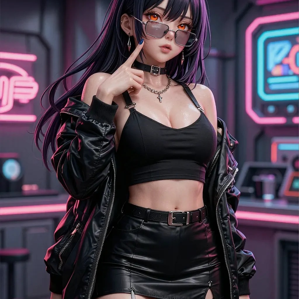 Square illustrated avatar of an anime AI character, close crop
